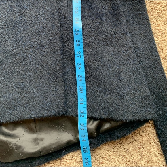 TRINA TURK Amelia Wrap Coat Shawl Hooded Wool Alpaca Blend Pea Coat In Navy Blue - Picture 13 of 17